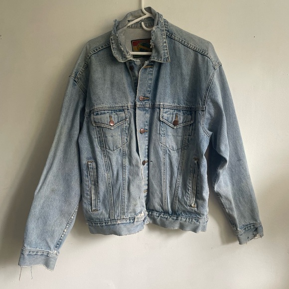 Vintage distressed Light Blue Denim Jacket - Picture 1 of 3